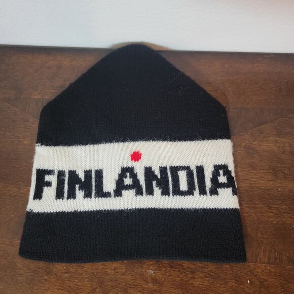 Vintage Finlandia Spellout Knit Beanie Knit Cap Hat Ski EUC Winter Snow Winter - Picture 3 of 4